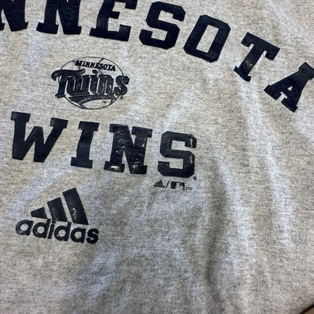 Vintage Adidas Minnesota Twins T-Shirt Mens Large Gray 2002 00's Y2K Baseball